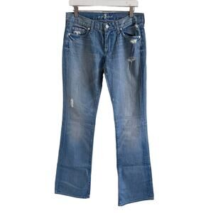 7 For All Mankind Light Wash Bootcut Jeans Distressed Size 29